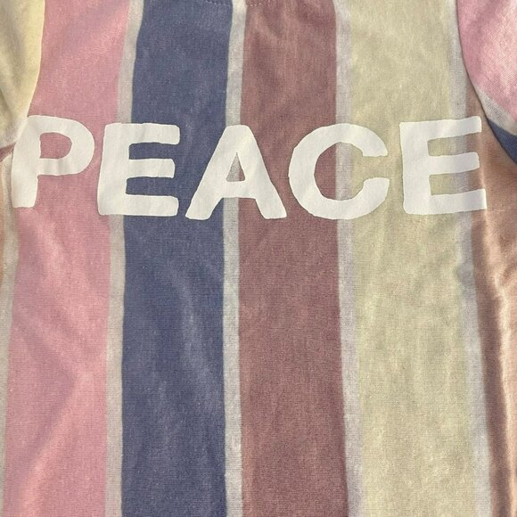 Spiritual Gangster Peace Classic Tee Multicolor Striped Design Size 4 - Picture 2 of 5